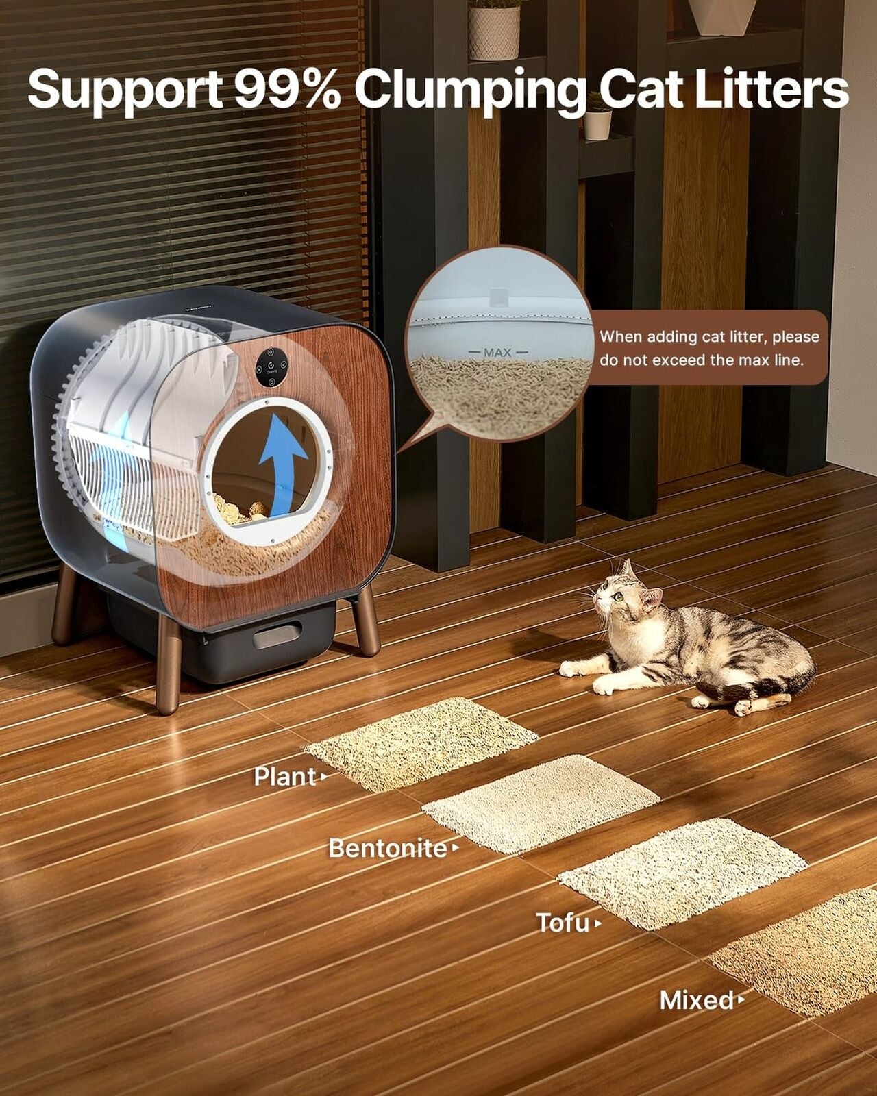 Self Cleaning Litter Box, Automatic Cat Litter Box Self Cleaning for Multi Ca...