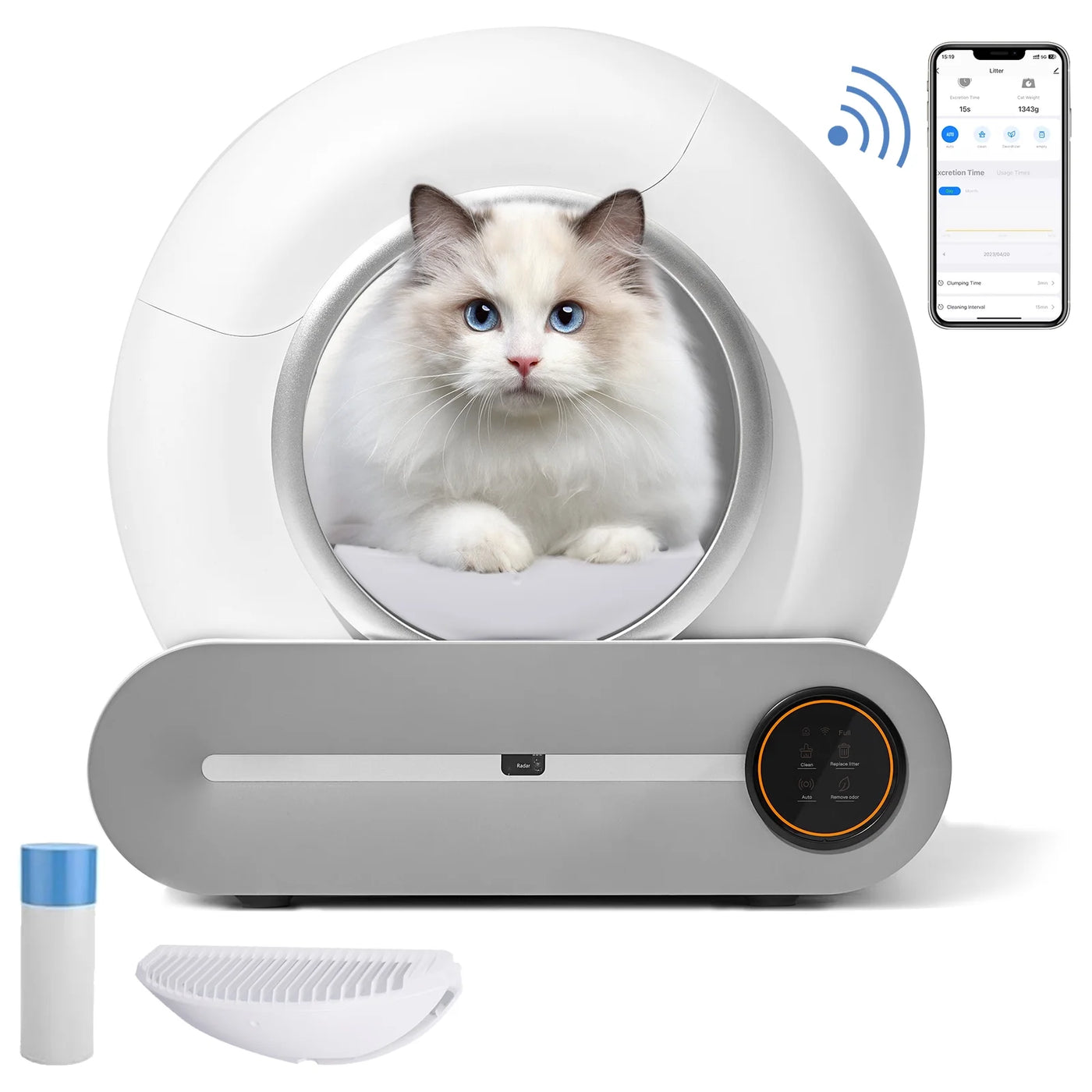 Self Cleaning Litter Box, Automatic Cat Litter Box with App Control Support, Integrated Safety Protection Smart Auto Cat Litter Box with Liner